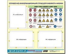 Стенд информационный "Правила техники безопасности в кабинете физики" (75*70, 3 кармана) - fgospostavki.ru - Касимов