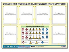 Стенд информационный "Правила техники безопасности в кабинете физики" (80х110, 6 карманов) - fgospostavki.ru - Касимов