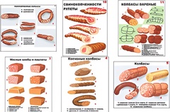 Плакаты ПРОФТЕХ "Ассортимент колбасной и мясной продукции" (11 пл, винил, 70х100) - fgospostavki.ru - Касимов