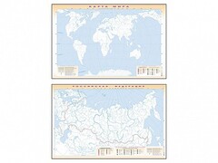 Фрагмент (демонстрационный) маркерный (двухсторонний) "Карта мира и Российской Федерации" (немая) с комплектом тематических магнитов - fgospostavki.ru - Касимов