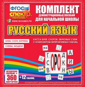 Динамические раздаточные пособия. Русский язык (комплект демонстрационных материалов). Касса букв, слогов, звуковых схем с набором интерактивных таблиц. - fgospostavki.ru - Касимов