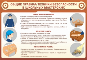 Стенд "Общие правила техники безопасности в школьных мастерских" - fgospostavki.ru - Касимов