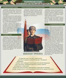 Стенд "Уставы. Закон военной службы. Военная присяга" - fgospostavki.ru - Касимов