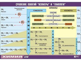 Таблица демонстрационная "Сравнение понятий изомер и гомолог" (винил 70x100) - fgospostavki.ru - Касимов