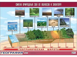 Таблица демонстрационная "Смена природных зон от полюсов к экватору" (винил 100*140) - fgospostavki.ru - Касимов