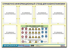 Стенд информационный "Правила техники безопасности в кабинете физики" (80х110, 6 карманов) - fgospostavki.ru - Касимов